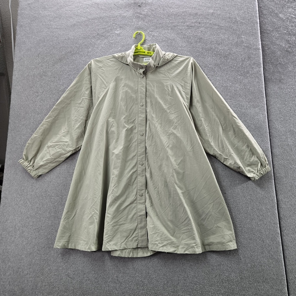 Uniqlo U Women Jacket L Beige‎ U Stand Collar A-line Coat Snap Button